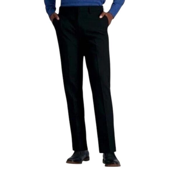 HAGGAR Men’s 1795575 BLACK SUPER FLEX WAISTBAND DRESS PANTS/Slacks | NEW/NWT!! - Picture 1 of 14